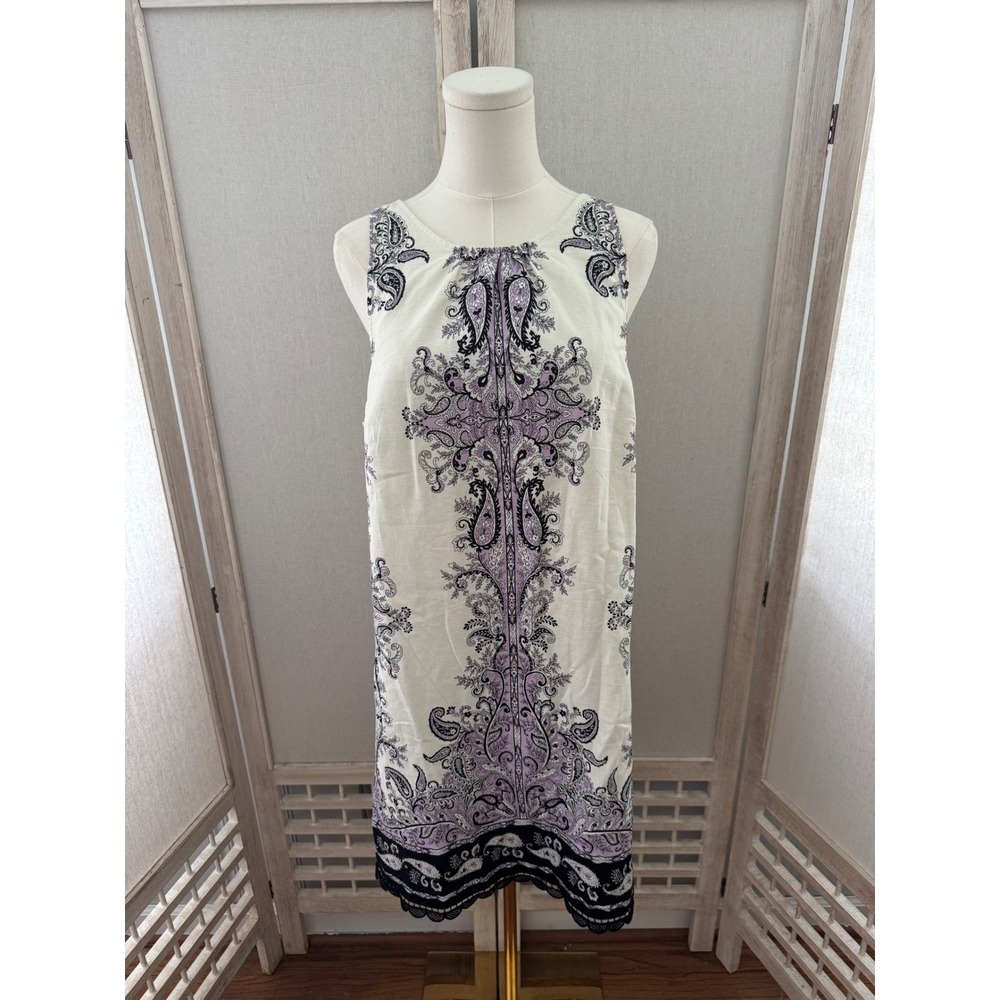 LOFT Paisley Print Dress Sleeveless Casual Dress Sun Dress Tank Dress Size 10 - Picture 2 of 10
